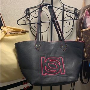 Black and hot pink BeBe tote